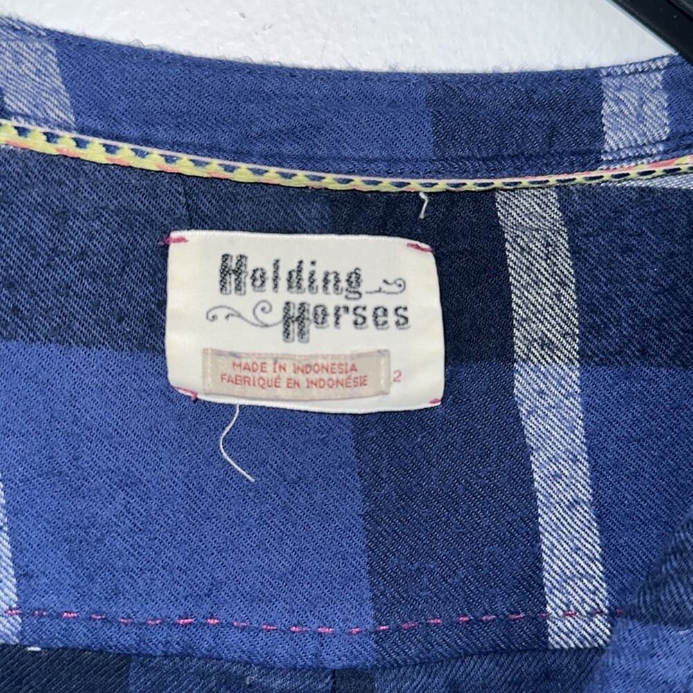 Anthropologie holding horses plaid button down flannel top size 2 - Picture 3 of 5